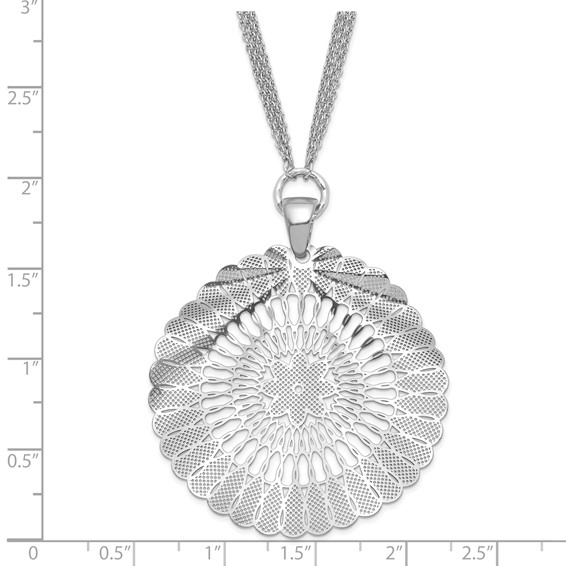 Leslie's Sterling Silver Ruthenium-plated Fancy Floral Circle Necklace