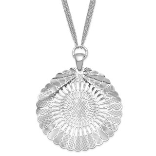 Leslie's Sterling Silver Ruthenium-plated Fancy Floral Circle Necklace