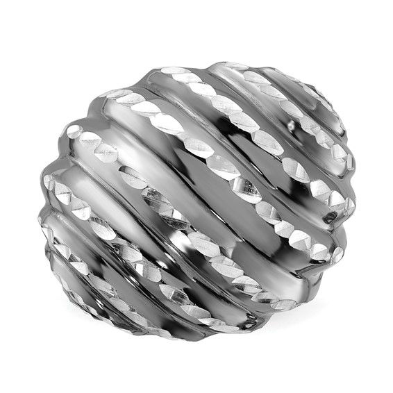 Leslie's Sterling Silver Ruthenium-plated Diamond-cut Adjustable Ring