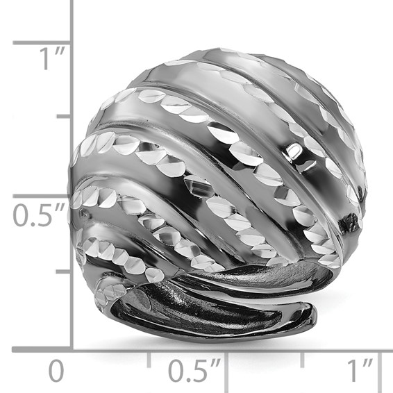 Leslie's Sterling Silver Ruthenium-plated Diamond-cut Adjustable Ring