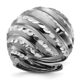 Leslie's Sterling Silver Ruthenium-plated Diamond-cut Adjustable Ring