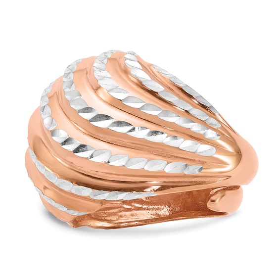 Leslie's Sterling Silver Rose Gold-plated Diamond-cut Adjustable Ring