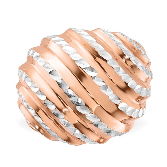 Leslie's Sterling Silver Rose Gold-plated Diamond-cut Adjustable Ring