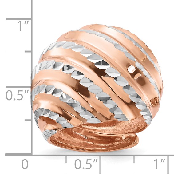 Leslie's Sterling Silver Rose Gold-plated Diamond-cut Adjustable Ring