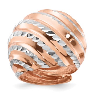 Leslie's Sterling Silver Rose Gold-plated Diamond-cut Adjustable Ring