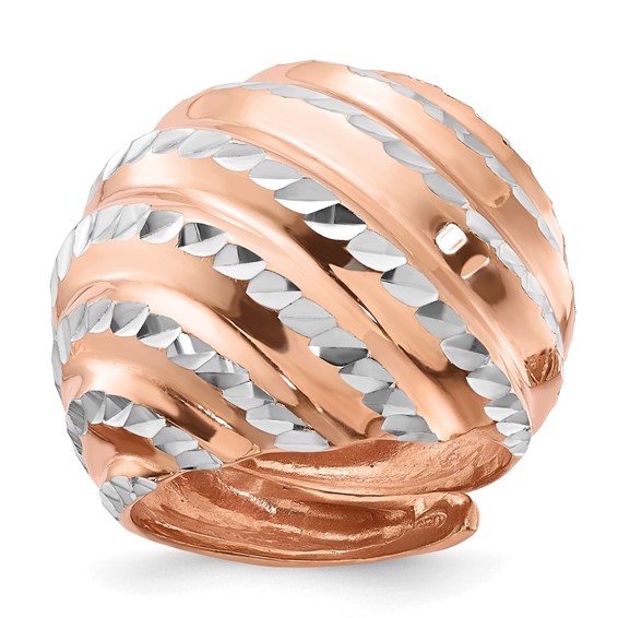 Leslie's Sterling Silver Rose Gold-plated Diamond-cut Adjustable Ring