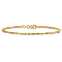 14K 1.4mm Yellow Gold Franco Bracelet with Lobster Clasp, 7" view 3