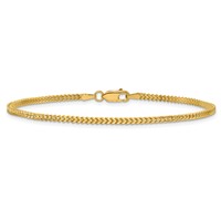 14K 1.5mm Yellow Gold Franco Bracelet with Lobster Clasp, 7" view 3