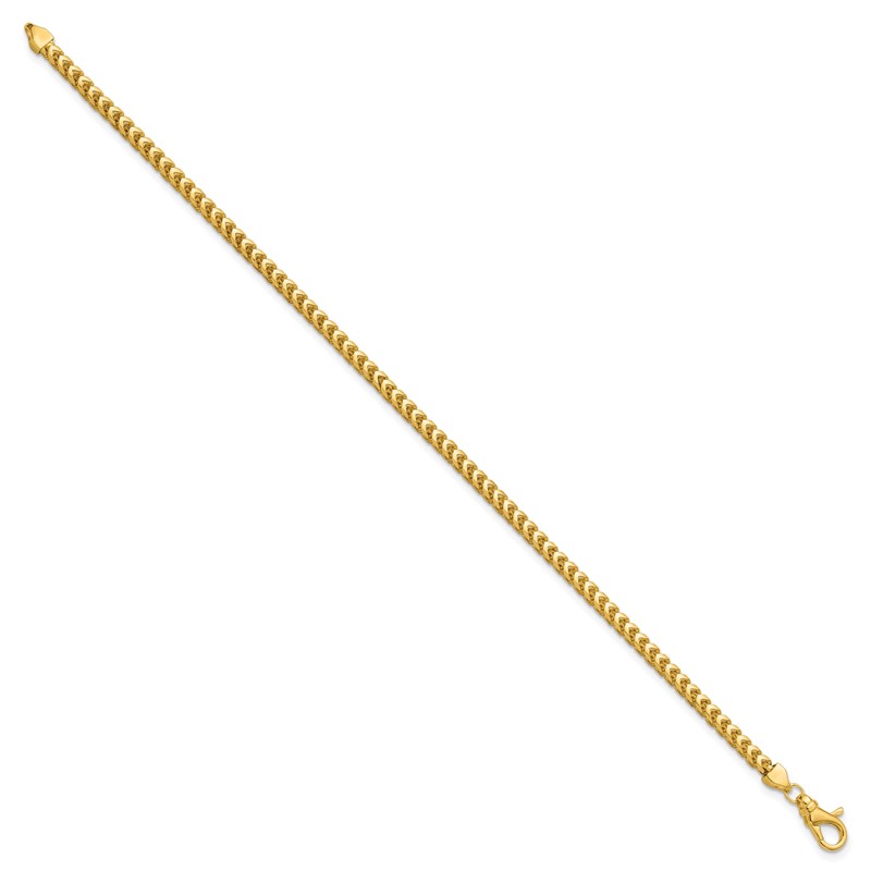 14K 9 inch 3mm Franco with Fancy Lobster Clasp Chain