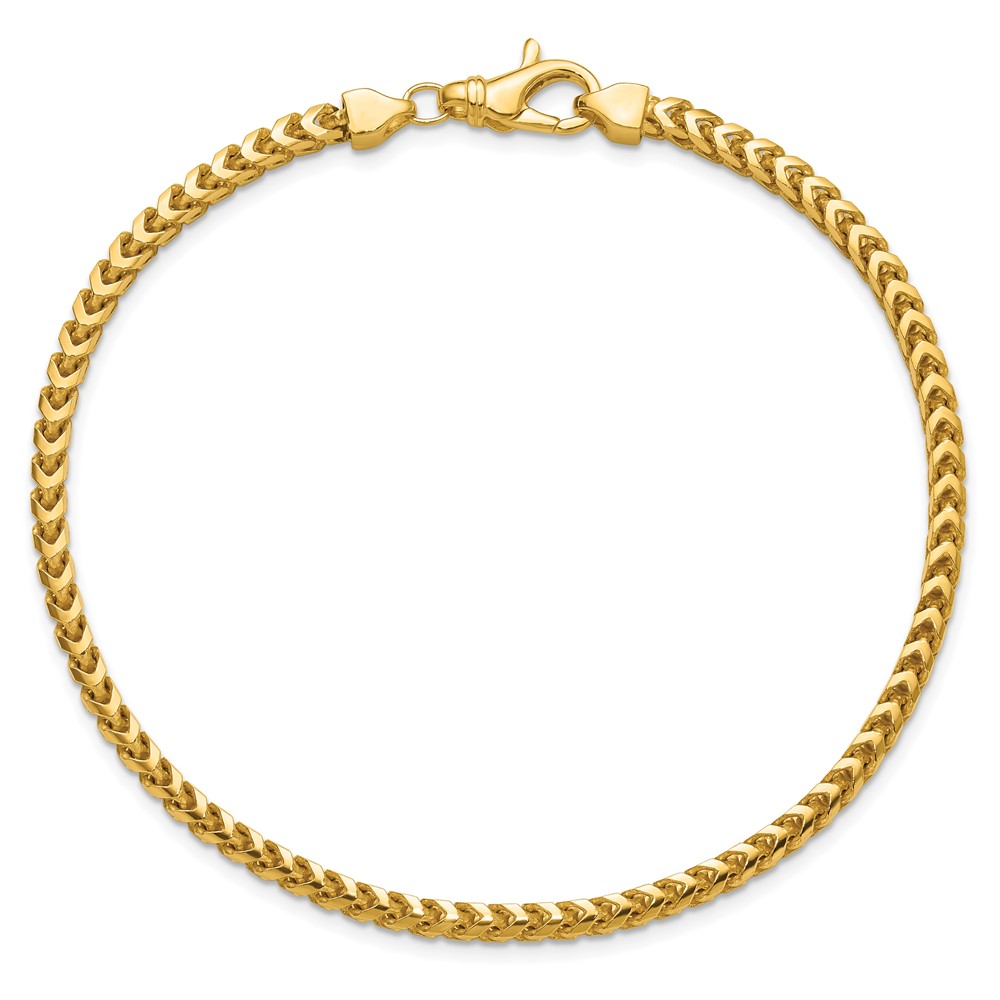 14K 9 inch 3mm Franco with Fancy Lobster Clasp Chain (FRA100-9)