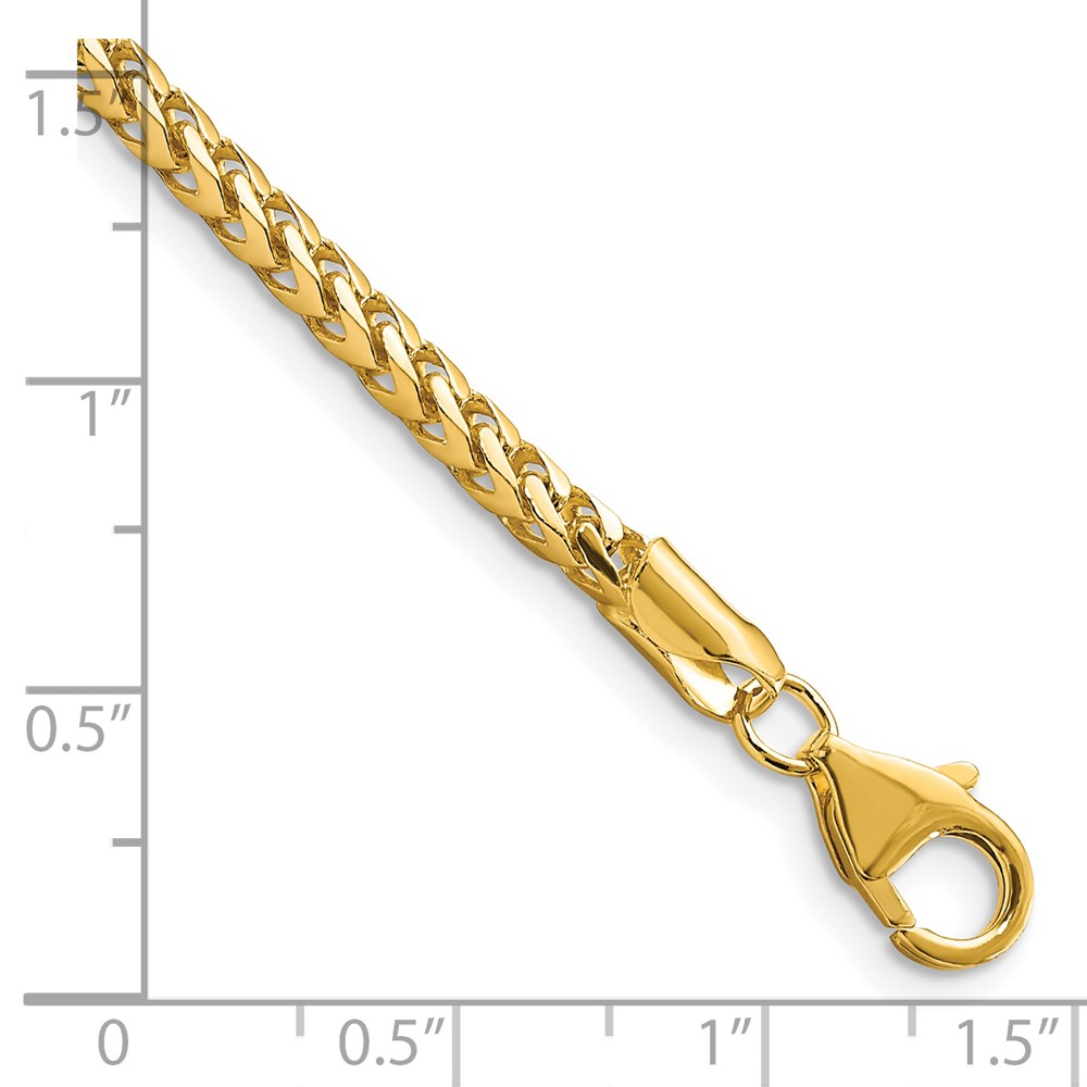 14K 9 inch 3mm Franco with Fancy Lobster Clasp Chain (FRA100-9)