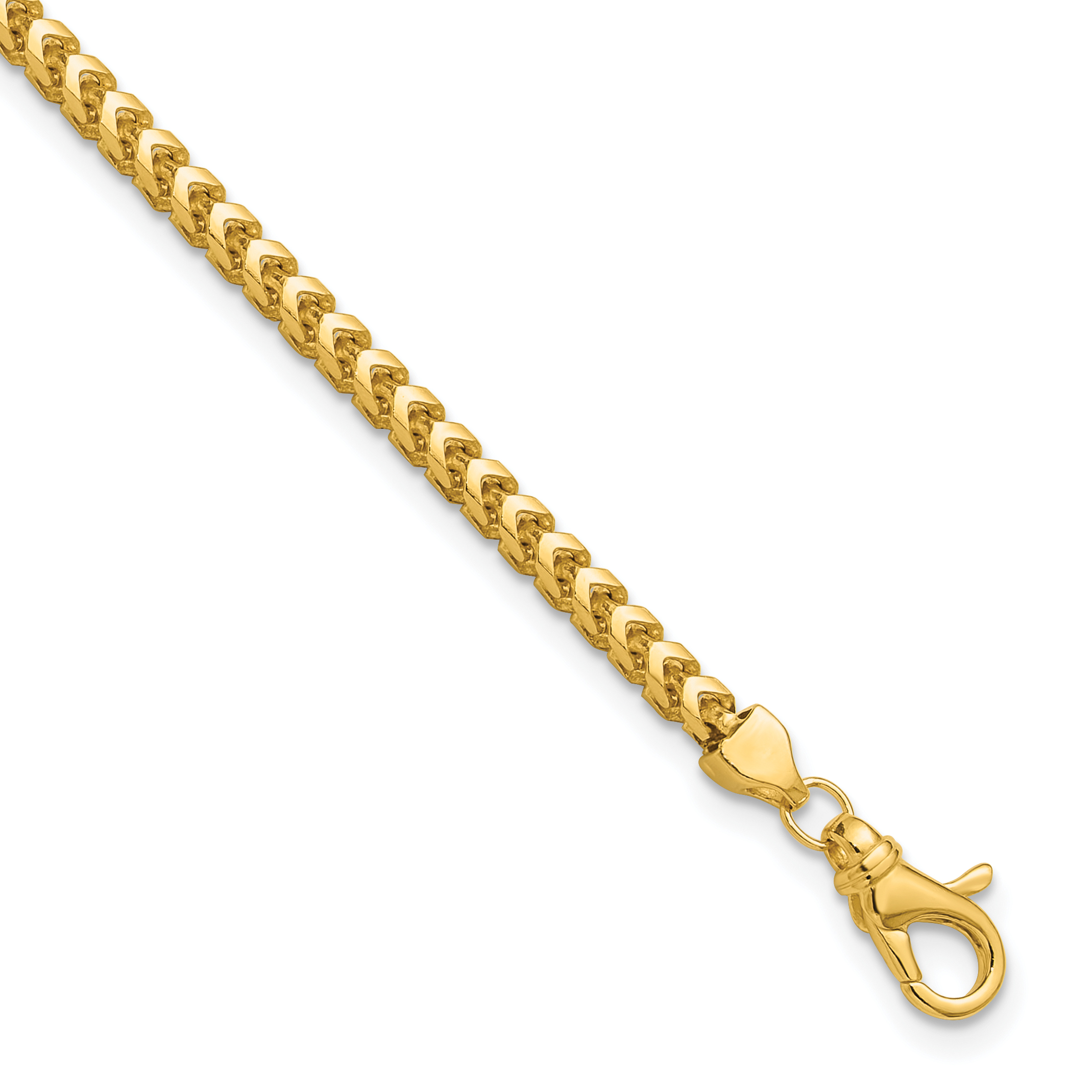 14K 9 inch 3mm Franco with Fancy Lobster Clasp Chain (FRA100-9)