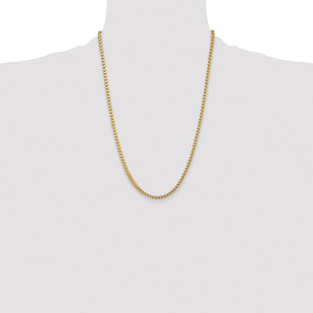14K 24 inch 3.7mm Franco with Fancy Lobster Clasp Chain (FRA120-24)