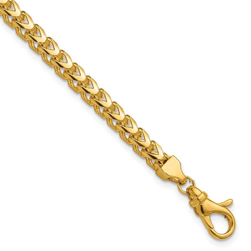 14K 8 inch 3.7mm Franco with Fancy Lobster Clasp Bracelet