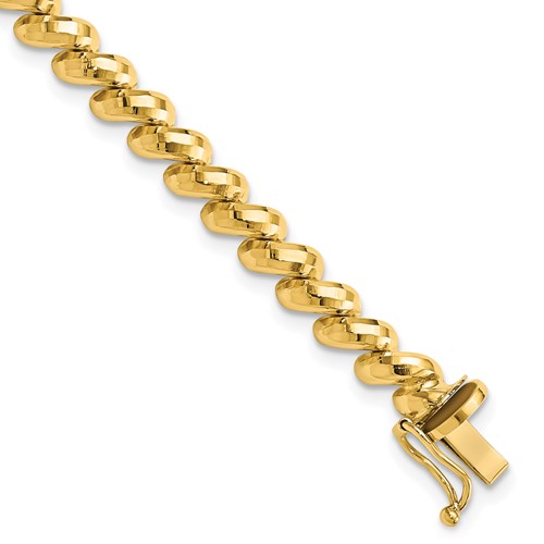 14K Yellow Gold Faceted 5mm San Marco Bracelet, 7"