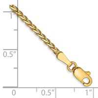 14K 1.9mm Yellow Gold Flat Wheat Bracelet with Lobster Clasp, 7" view 2