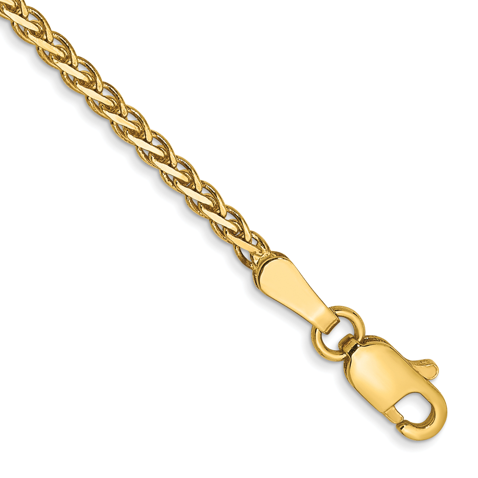 14K 7 inch 1.9mm Flat Wheat with Lobster Clasp Bracelet (FW050-7)