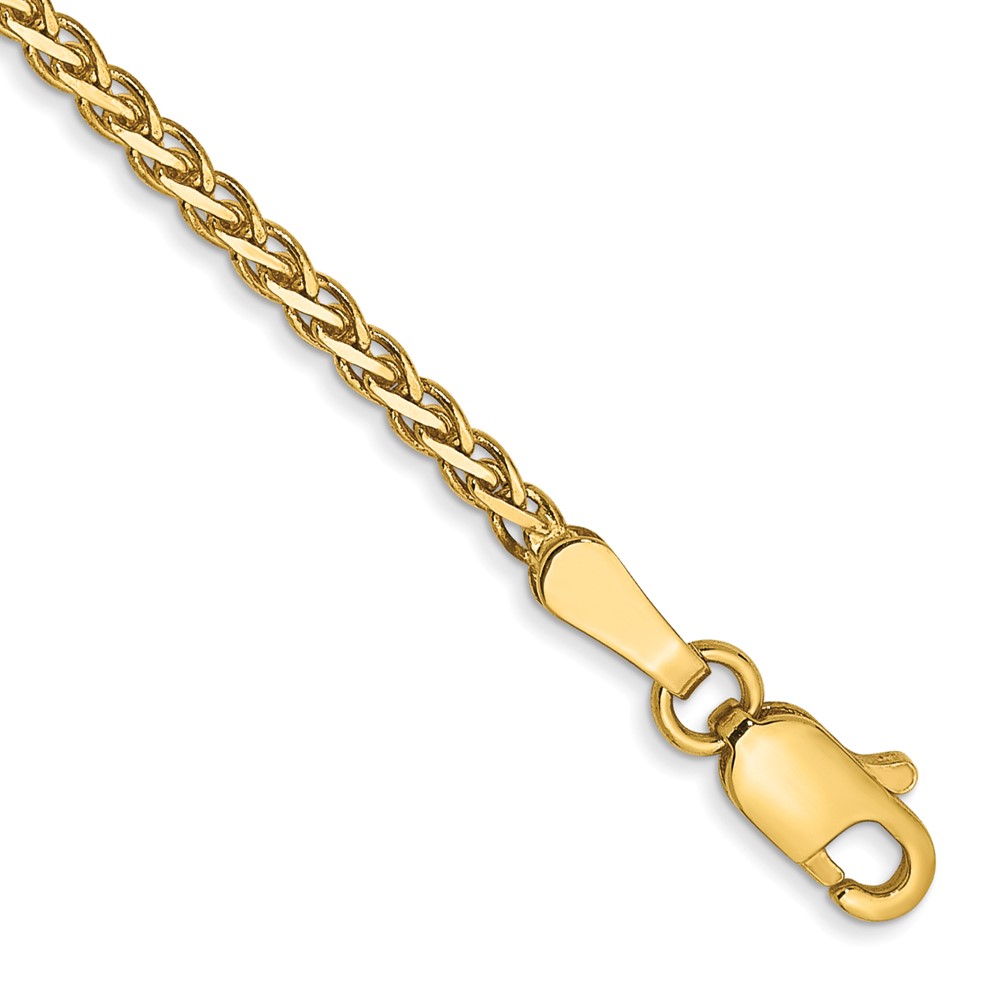 14K 7 inch 1.9mm Flat Wheat with Lobster Clasp Bracelet (FW050-7)