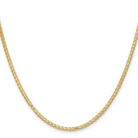 14K 2.4mm Yellow Gold Flat Wheat Chain with Lobster Clasp, 20" view 2
