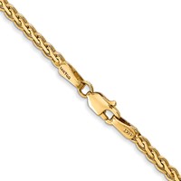 14K 2.4mm Yellow Gold Flat Wheat Chain with Lobster Clasp, 20" view 3
