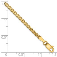 14K 2.4mm Yellow Gold Flat Wheat Bracelet with Lobster Clasp, 7" view 2