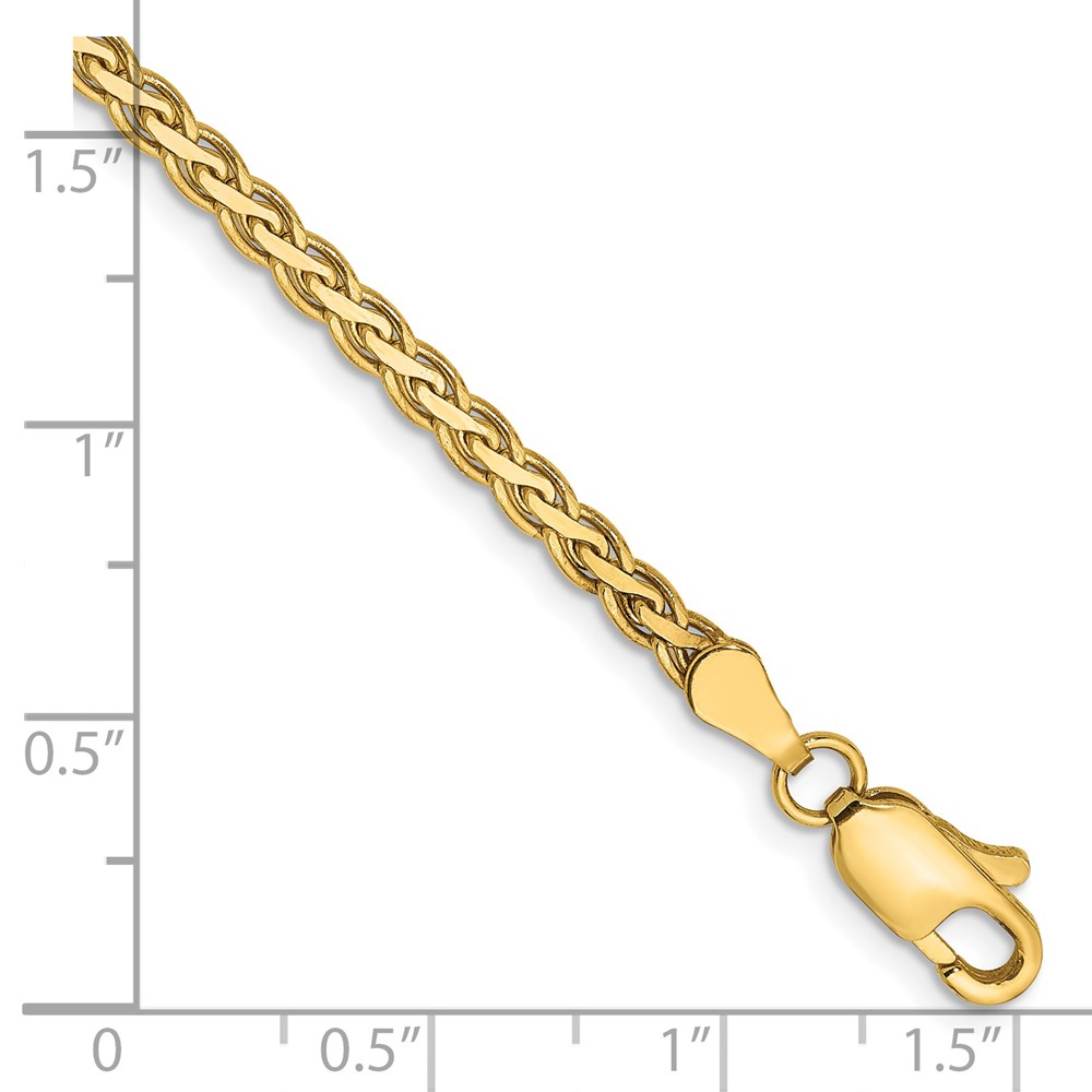 14K 7 inch 2.8mm Flat Wheat with Lobster Clasp Bracelet (FW085-7)
