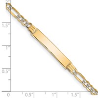 14K Polished Bracelet with Rhodium Pavé Solid Chain Solid Plate Figaro Link 25.5x5mm Plate ID - 7in view 3