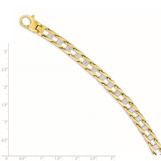 14k Two-tone 7.5mm Hand-polished Fancy Link 8.5 inch Bracelet