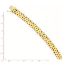 14K Yellow Gold Polished and Satin 8mm Mens Fancy Link Bracelet, 8" view 2
