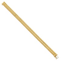 14K Yellow Gold Polished and Satin 8mm Mens Fancy Link Bracelet, 8" view 3