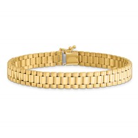 14K Yellow Gold Polished and Satin 8mm Mens Fancy Link Bracelet, 8" view 4
