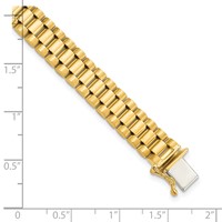 14K Yellow Gold Polished and Satin 8mm Mens Fancy Link Bracelet, 8" view 5