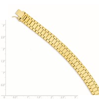 14K Yellow Gold Polished and Satin 10mm Mens Fancy Link Bracelet, 8" view 2