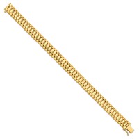 14K Yellow Gold Polished and Satin 10mm Mens Fancy Link Bracelet, 8" view 3