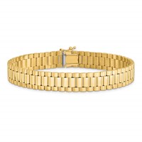 14K Yellow Gold Polished and Satin 10mm Mens Fancy Link Bracelet, 8" view 4