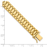 14K Yellow Gold Polished and Satin 10mm Mens Fancy Link Bracelet, 8" view 5