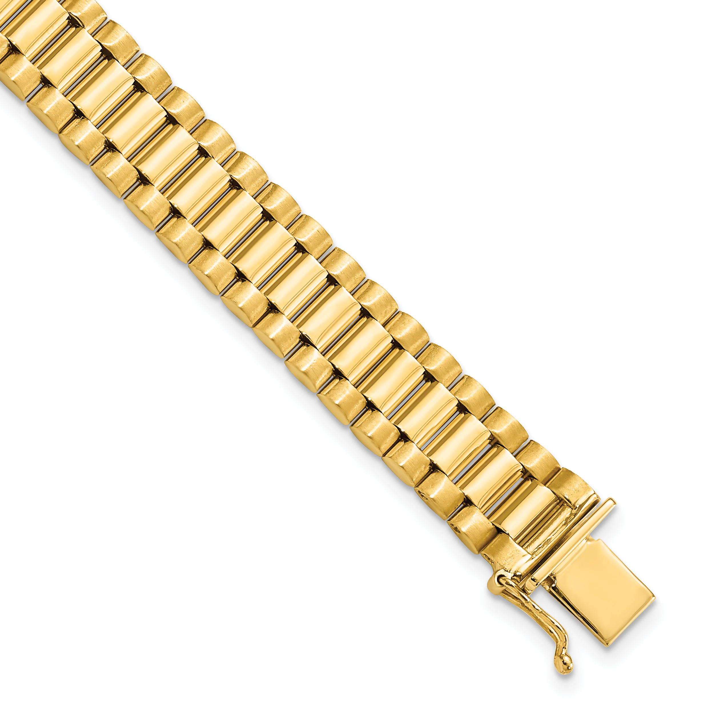 14k Polished and Satin 10mm Mens Fancy Link 8 inch Bracelet (GB214-8)
