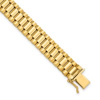14K Yellow Gold Polished and Satin 10mm Mens Fancy Link Bracelet, 8" view 1