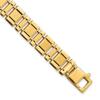 14k Men's Brushed and Polished Link 8.5in Bracelet