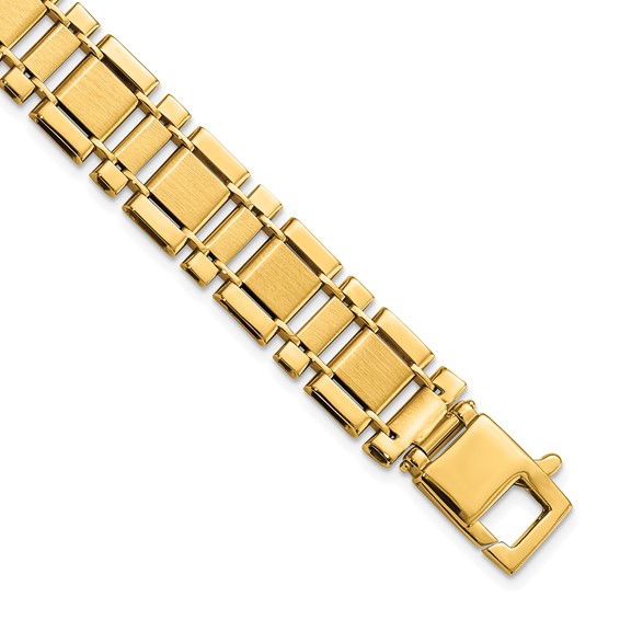 14k Men's Brushed and Polished Link 8.5in Bracelet