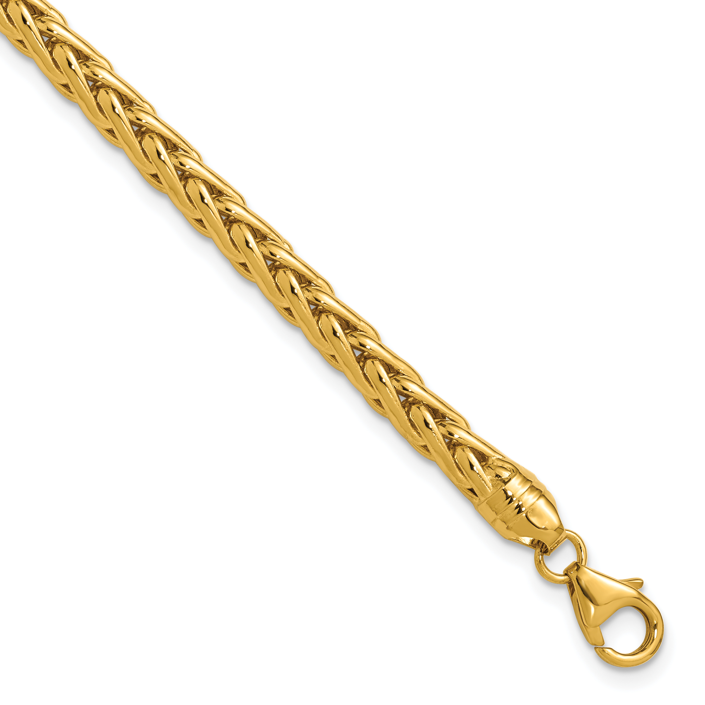 14k Polished 5.00mm Fancy Wheat Chain 8.5 inch Bracelet (GB240-8.5)