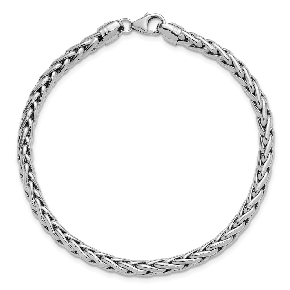 14k White Gold Polished 5.00mm Fancy Wheat Chain 8.5 inch Bracelet (GB241-8.5)