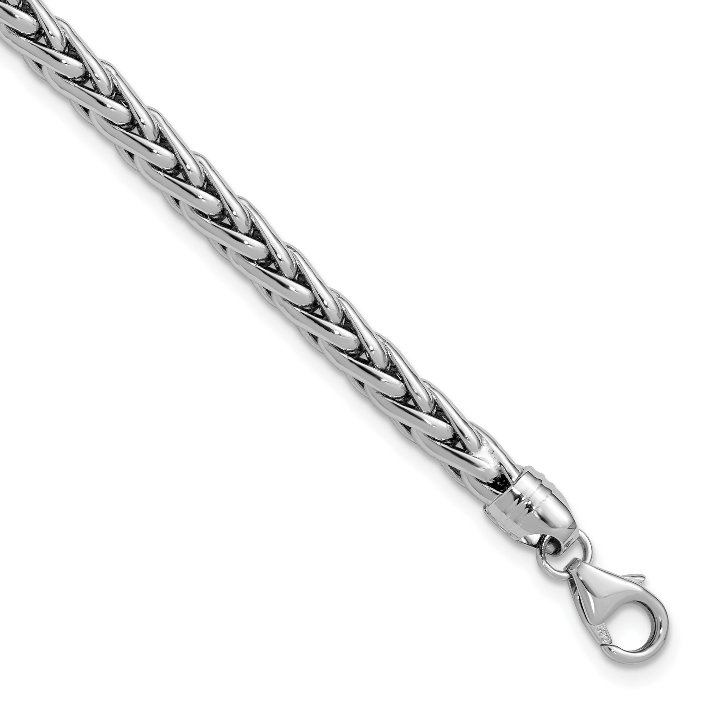 14k White Gold Polished 5.00mm Fancy Wheat Chain 8.5 inch Bracelet (GB241-8.5)