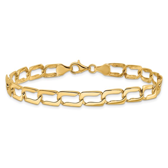 14k Polished 9mm Fancy Rectangular Curb Link 8.5 inch Bracelet