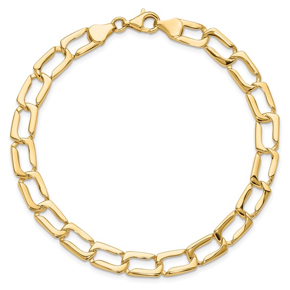14k Polished 9mm Fancy Rectangular Curb Link 8.5 inch Bracelet