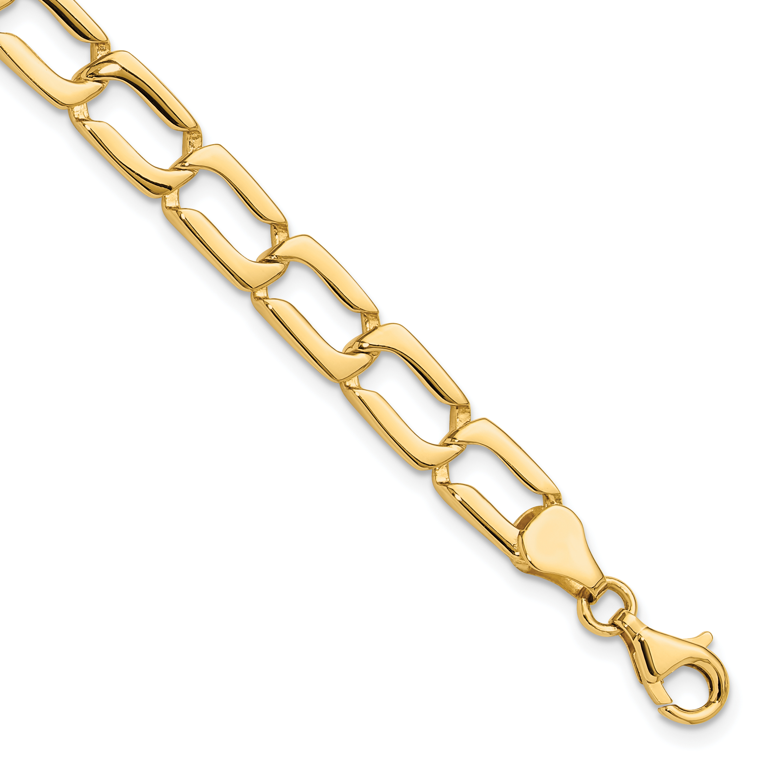 14k Polished 9mm Fancy Rectangular Curb Link 8.5 inch Bracelet (GB244-8.5)