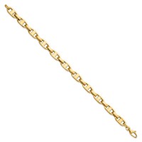 14K Yellow Gold Polished 6mm Fancy Anchor Cable Link Bracelet, 8.5" view 2