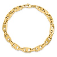 14K Yellow Gold Polished 6mm Fancy Anchor Cable Link Bracelet, 8.5" view 4