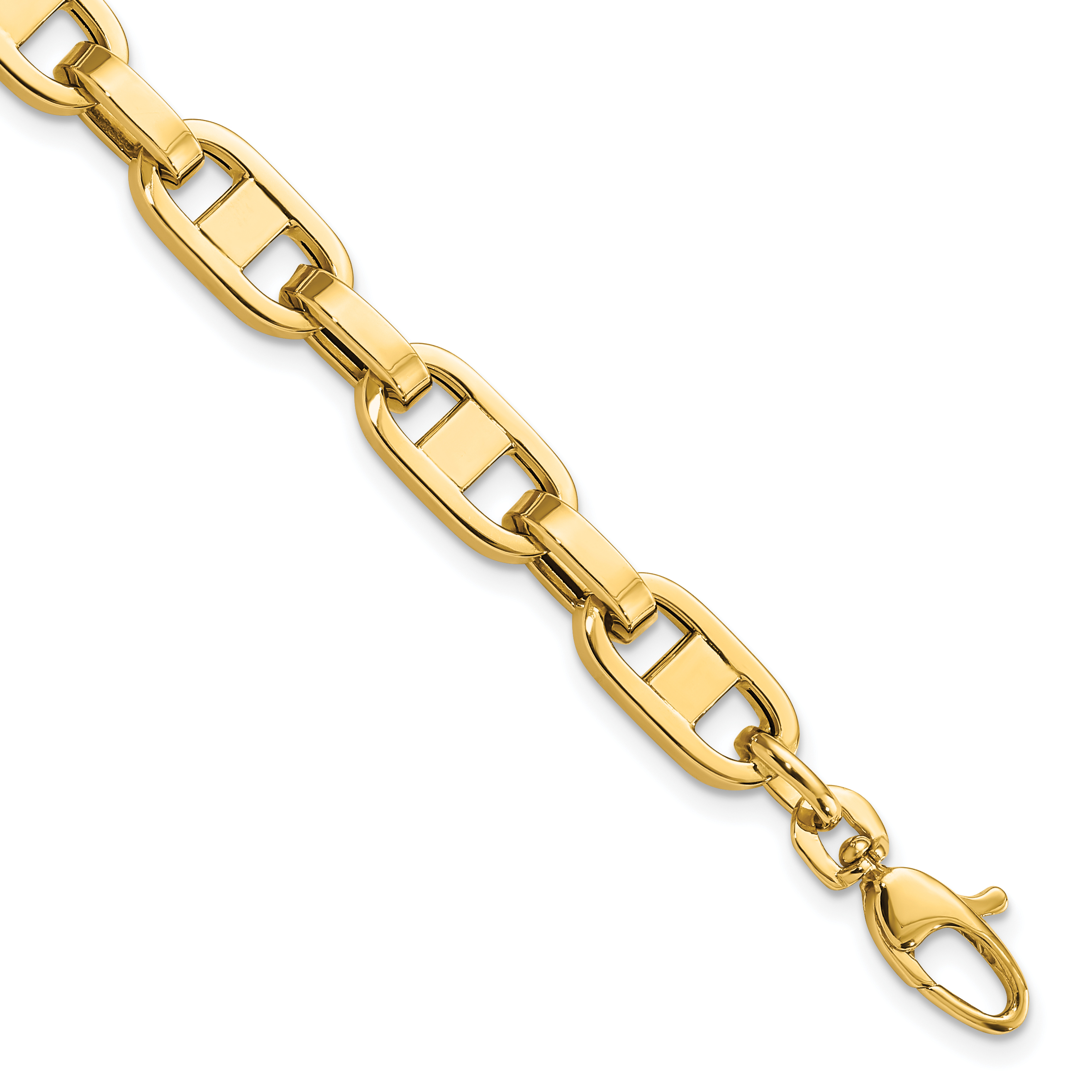 14k Polished 6mm Fancy Anchor Cable Link 8.5 inch Bracelet (GB245-8.75)