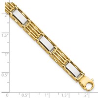 14K Two-tone High Polished 7.4mm Fancy Bar Link Mens Bracelet, 8.5" view 4